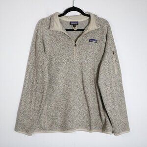 Patagonia Womens Better Sweater 1/4 Quarter Zip XL Pelican Beige Pullover Fleece